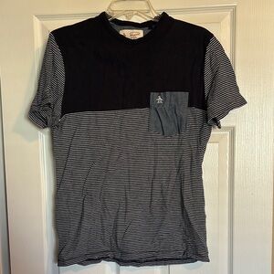 Original Penguin men’s blue and white striped short sleeve t-shirt size medium